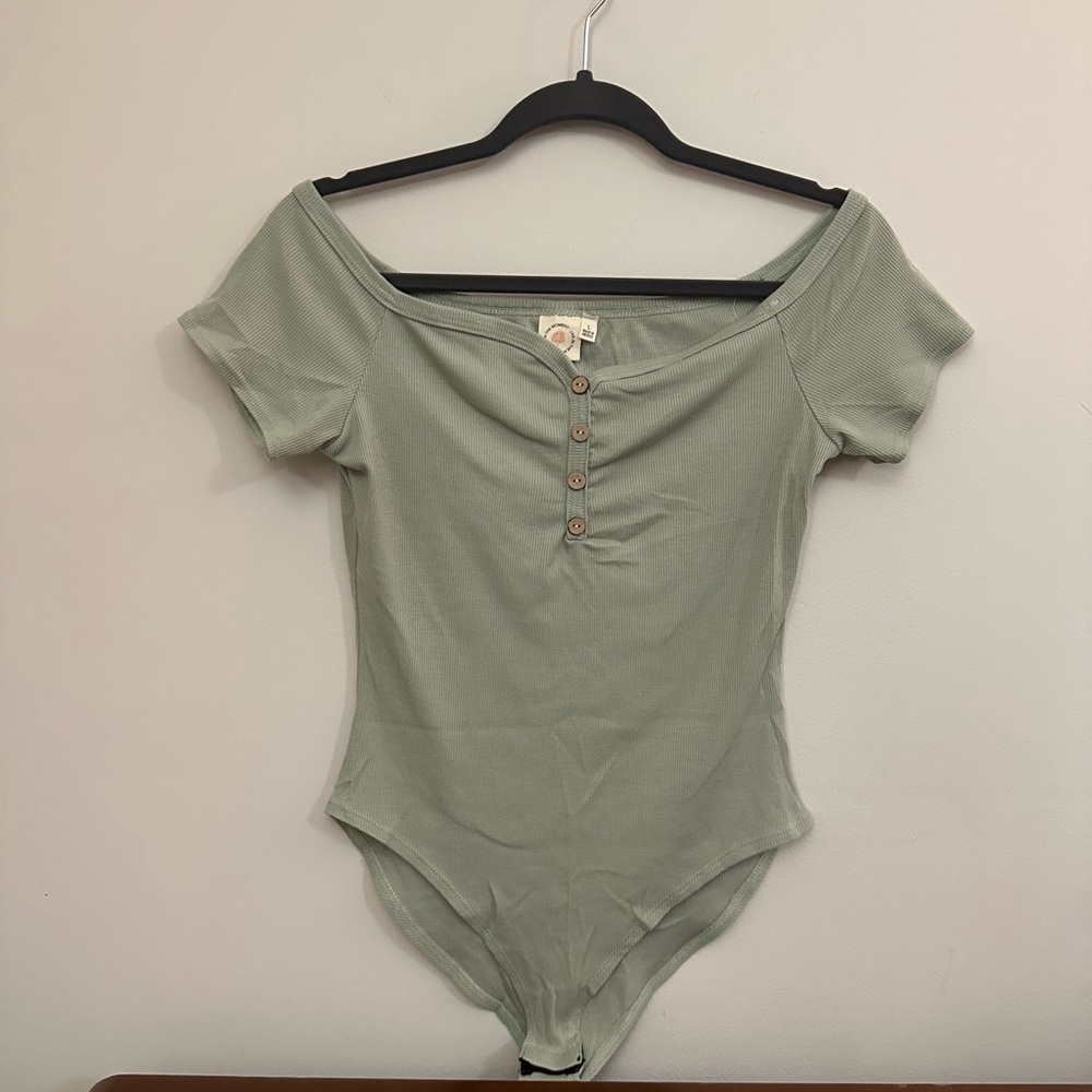 Elegant Sage Green Off-Shoulder Bodysuit
